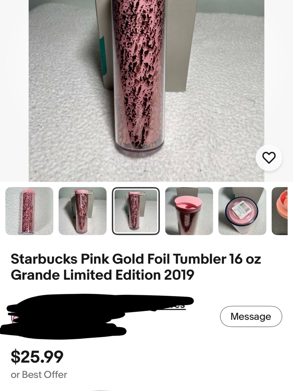 Starbucks Pink Metallic Patterned Travel Tumbler